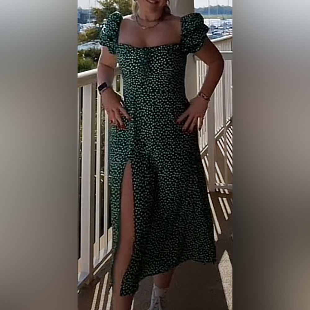 green midi dress